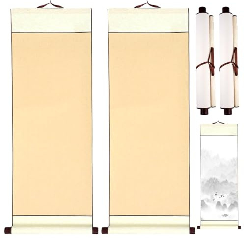2 Pièces Papier De Riz, 80x30cm Parchemin Rouleau Calligraphie Chinoise Peinture, Rouleau de Papier Vierge, Rouleaux de Suspension Pour L'éCriture, Le Dessin, Les VœUx De Mariage, Les Invitations
