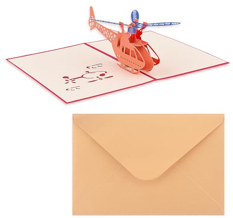 3D Helicopter Pop up Card for Grandson Granddaughter Trip Announcement Cards for Daughter Son Navy Helicopter Pilot Gifts for Men Dad Husband Popup Greeting Cards for Travel Lover Gifts for Women