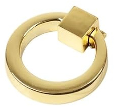 Llamador Puerta Exterior, Aldaba Puerta Exterior 1 Aldaba De Puerta Circular Aleación Zinc For Delantera, Anillo Decorativo El Hogar(Gold)