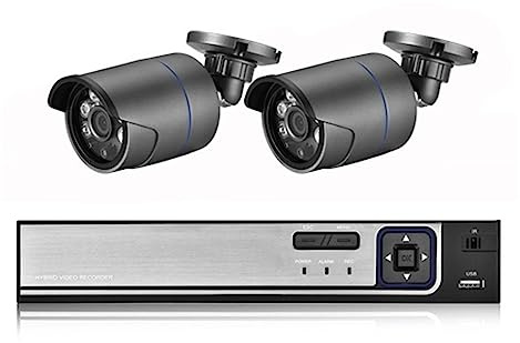 ERETYRET Di Telecamere Di Sicurezza 4K 8MP H.265 + POE NVR Kit CCTV Outdoor Grey Bullet Telecamera IP Registrazione Audio Set Di Videosorveglianza Facile Da Installare(None,4CH NVR and 2Cameras)