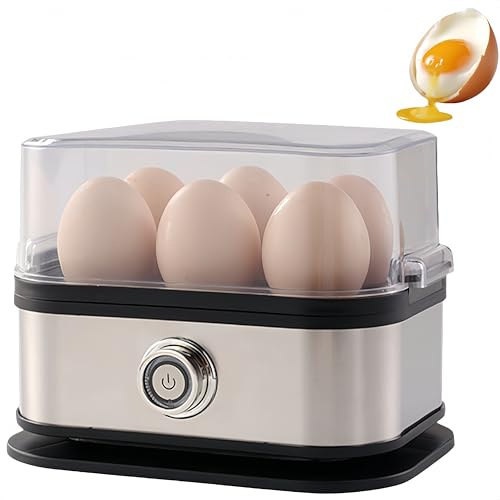 Smart Electric Egg Cooker 3-in-1 with Auto Shut Off for 6 Eggs to Make Soft Medium Hard Boiled Poached and Scrambled Easy Clean Stainless Steel Steamer for Kitchen (UK)