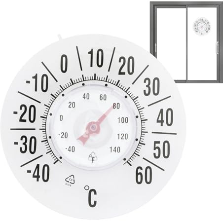 Misuratore di temperatura per esterni, senza fili preciso con - misuratore di temperatura analogico per interni e finestre - per finestra cucina camera giardino garage appartamento serra