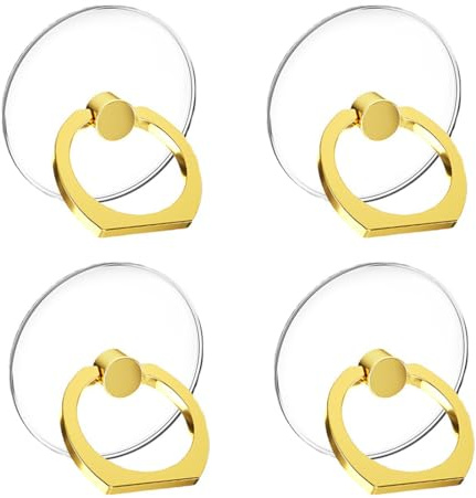 PLABBDPL 1 Pezzi Trasparente Supporto per anello per cellulare Universale Cellulare Anello Rotazione 360° Gradi Smartphone Ring, Anello Supporto Ring Cellulare, per Tutti Gli Smartphone e Tablet, Oro
