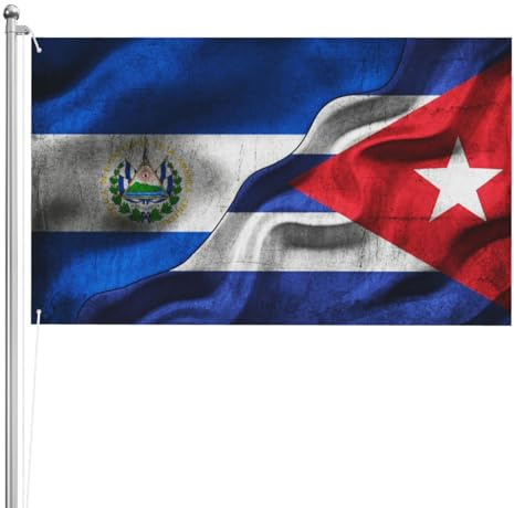 Bandera Divertida Cuba Salvadoreña Cubana Pancarta Decorativa Satén Brillante Bandera Decorativa Reforzada Banderas Para Jardín Para Calle Balcón Desfiles 90X150Cm