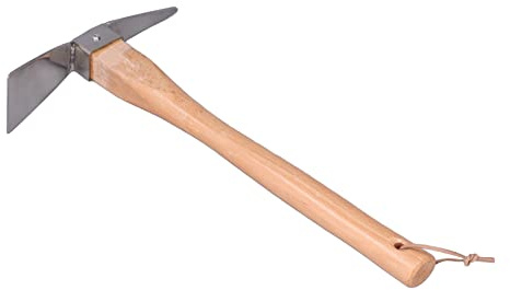 ANKROYU Piccone in Acciaio Inossidabile a Doppia Testa Attrezzo da Giardino con Manico in Legno di faggio per Scavare piantare Fiori e i Bonsai 430 g 385x210x64 mm Resistente alla