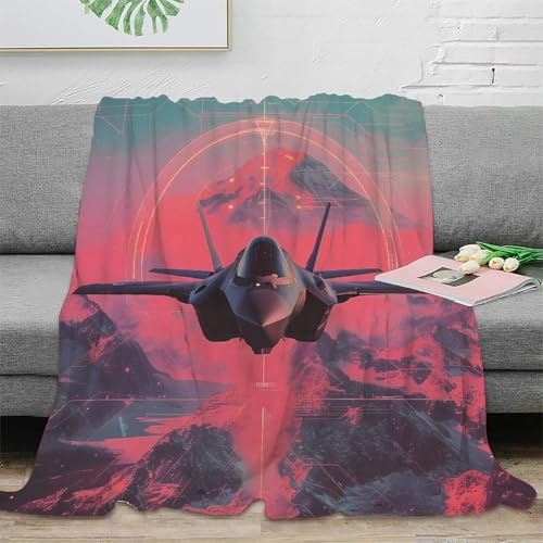ZFLDKWGP Impactante Manta Avión de Combate 3D Impresa Microfibra Decoración Hogar Frazada Jet para Adultos Jóvenes 40x50inch(100x130cm)