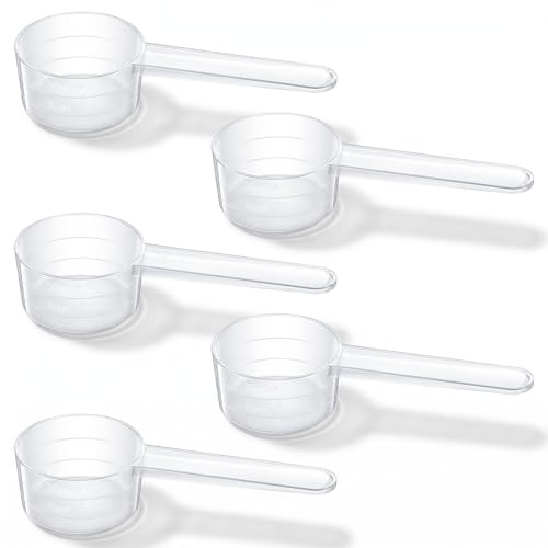 5 Stück Scoop Löffel, Transparent Dosierlöffel Mit Skala 10g, 20g, 30g, Kunststoff Messlöffel Scoop Für Proteinpulver Milchpulver Backen Kochen Kaffee Waschpulver