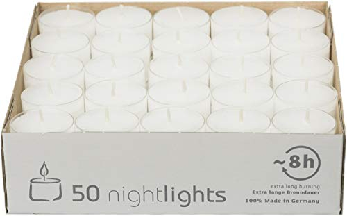 safe candle Nightlights Teelichter, transparente Polycarbonathülle, 8 Stunden Brenndauer, 50 Stück