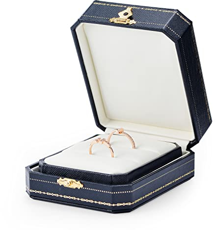 Oirlv Blau Octogonal Doppelter Ringschatulle Ring Box Für Geschenkbox Schmuck Liebhaber Verlobung Hochzeit