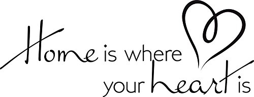 GRAZDesign Wandtattoo Wohnzimmer Sprüche Home is where your heart is, Wandaufkleber Familie - 79x30cm / 070 schwarz