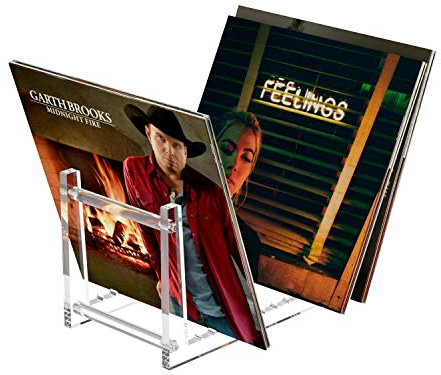 HIIMIEI Schallplatten Aufbewahrung,Acyrl Abnehmbar Schallplattenständer zum Vinyl Aufbewahrung | LP Ständer mit 12 Rutschfeste Rillen für 50 Datensätze Vinyl oder mehr|13.7x6.65x7.5 inch-Transparent