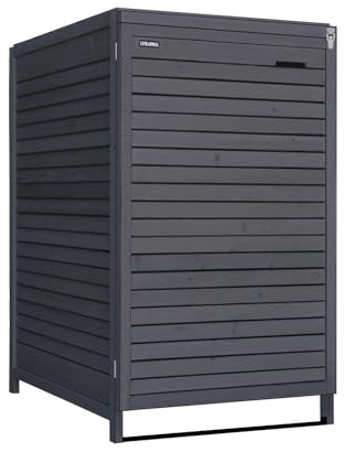 Lukadria Mülltonnenbox Mülltonnenverkleidung 1 Tonne Mülltonnecontainer Holz 240L vorimprägniert in anthrazit mit Rückwand Adr
