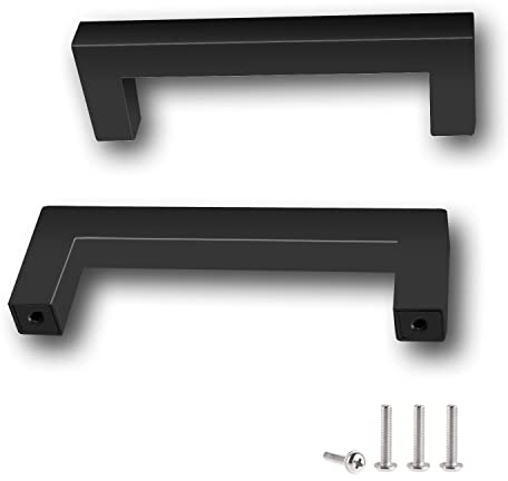 2 unità Maniglie per armadietti in acciaio inossidabile Manopole per porte nere Maniglia per mobili con vite per cassetti Mobili per mobili da cucina Decorazione per la casa, distanza fori 96 mm