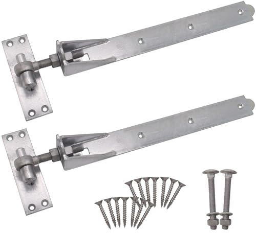 EAI Adjustable Gate Hinges | 750mm / 30 Inch Heavy Duty Hook and Band Gate Hinges | Galvanised - 1 Pair