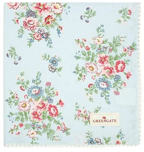 GreenGate COTNAPWLAIL2908 Ailis Stoffserviette mit Spitze Pale Blue 40x40cm ( 1 Stück )