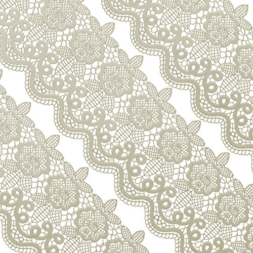 Funshowcase - Medallón floral de encaje comestible para tartas, tamaño grande, prefabricado, 14 pulgadas, 10 piezas, color blanco