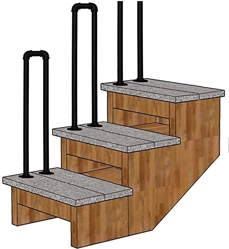 Liyadolaam Black Metal Transitional Handrail U-Shaped Outdoor Stair Railing，with Installation Kit Front Porch Hand Rail for Decking Terrace Balcony Garden (Size : 90cm(2.9ft))