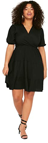 Trendyol Vestido Curve Plus Size - Beige, Negro, X-Large Más