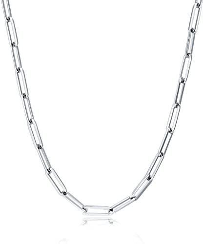 Collana catena da donna lunga con maglie allungate e rettangolari per donne e ragazze. Catenina in acciaio placcato oro o argento. Collane lunghe donna particolari. Gioielli da catenina argento