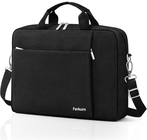 Ferkurn Laptop Bag Case for Women Men, Messenger Briefcase Computer Bag with Shoulder Compatible with Macbook Pro/Air, XPS Latitude, HP Pavilion, ASUS, Acer, Samsung, Black, 14 Inch