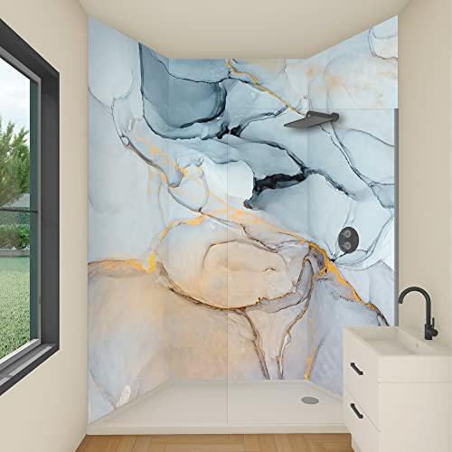 yourplate Duschrückwände individuelle Größe (Saphirgold) | 3mm Aluminium Verbundplatte, exklusives Design, einfache Montage, geringes Gewicht, fugenlos, wasserdicht, pflegeleicht