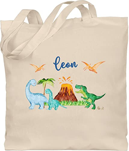 Geschenk mit Namen personalisiert by Shirtracer - Baumwolltasche - Geschenk Dinosaurier personalisiert mit Name I Dino I Dinos