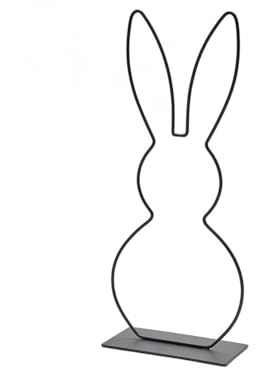 NaDeco Metallring Hase mit Fuß, in vielen Farben und Größen wählbar | Hasen Deko | Tischdeko Ostern | Dekoring | Osterdeko | Bastelring | Frühlings-Dekoration, Farbe:Schwarz, Größe:Hasenohr 40cm