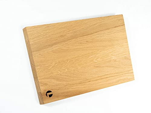 LGC Brett aus massivem Eichenholz Schneidebrett Servierbrett Frühstücksbrettchen Eiche Geschenkidee für Hobby- und Profiköche robust, langlebig, nachhaltig 27x35x2 cm