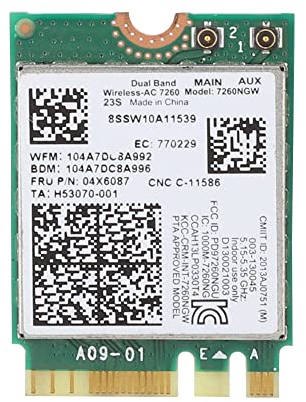 Annadue pour Carte WiFi 7260AC 7260NGW, Carte Réseau sans Fil Double Bande 2.4G/5G 802.11ac pour Thinkpad T440 T440P T440S T540P X240 X240S W540 L440 L540, etc.