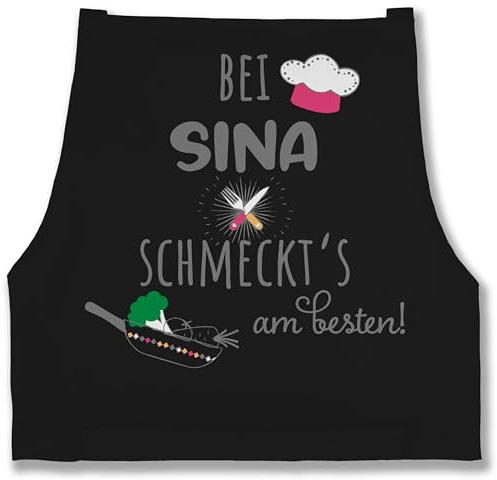 Schürze - Kochschürze - Bei Name schmeckts am besten I Geschenk Koch I Hobbyköche - 85x69 - Schwarz - personalisierte kochschuerze küche schürzen personalised apron weihnachten verstellbar