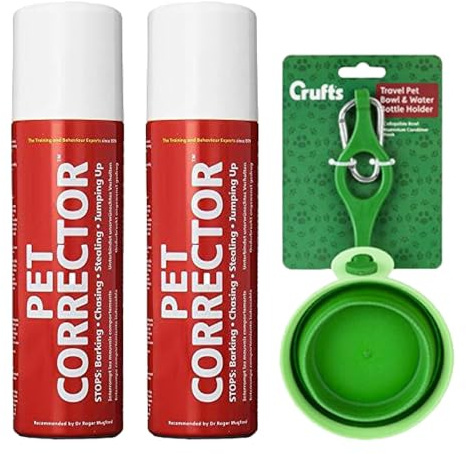 Company of Animals Pet Corrector 2 x 50ml Bottle Bundled With Travel Water Bowl Pet Dog Cat Animal Training Corrector Spray (100ml) (2pack)