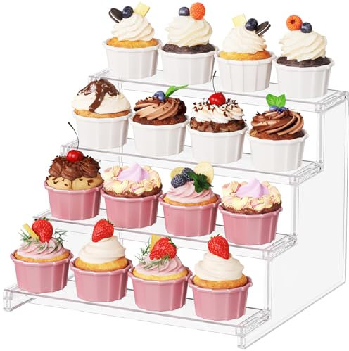 Lifewit Cupcake Display Ständer Kunststoffständer für Muffin Dessert donut für Hochzeit, Party, Geburtstag, Baby Duschen 30.5 cm，4-stufiger 1 Packungen