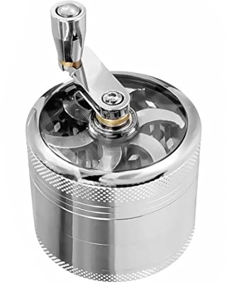 Manual Grinder Pepper Hand Mill Grinder with Crank Handle Pollen Grinder Spices Crusher for Herb Coffee Salt Pepper Silver Manual Grinder