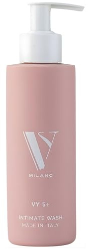 VY MILANO 5+ Detergente Intimo Quotidiano 200ml | pH Fisiologico 5.5, Prebiotici e Odor Control | Gel Idratante e Lenitivo Senza Profumo | Pelli Sensibili, Menopausa | Ginecologicamente Testato
