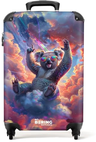 NoBoringSuitcases© Kinderkoffer, Kinder Koffer, Koffer Kinder, Kinder | 55x40x20 cm - Reisekoffer, Hartschalenkoffer, Rollkoffer Klein, Handgepäck (Coole Koala, Bunte Wolken - Mehrfarbig)