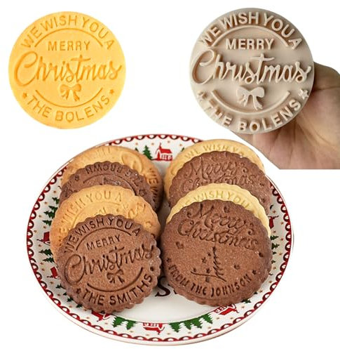 2024 Personalisierter Weihnachtsgebäckstempel Individueller Weihnachtsgebäckstempel mit Familienname Weihnachtsgebäckstempel mit Griff Geeignet zum Backen Plätzchen Fondant Dekorieren Cupcakes