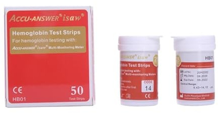 Medi-Supply Accu-Answer iSaw Strisce reattive per emoglobina, 50 strisce