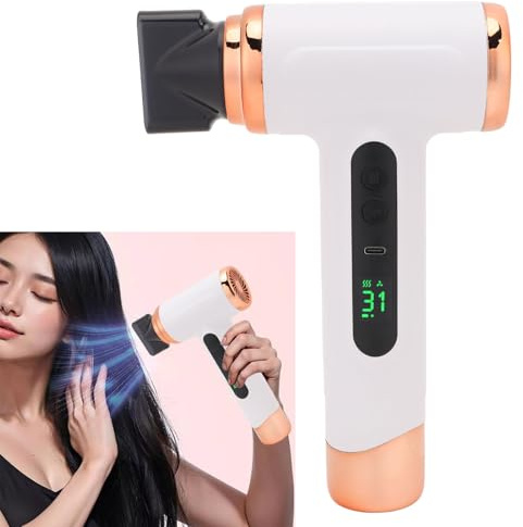 Masyrt - Sladdlös Hårfön för Kvinnor Män, Bärbar Hårtork Resehårtork USB-uppladdningsbar Hårfön Hot Cold Wind Styling för Studenthemsstudenter Hem (Vit)