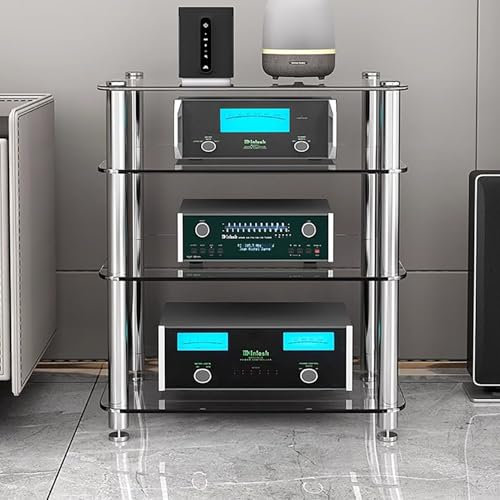 Elitix HiFi Rack DVD-Aufbewahrungs-Medienturmständer, Videospiel-Organizer, Vitrine, Professionelle Stereo-Racks und -Ständer für Büro-Heimsysteme, Lautsprecherregal für Monitor(White)