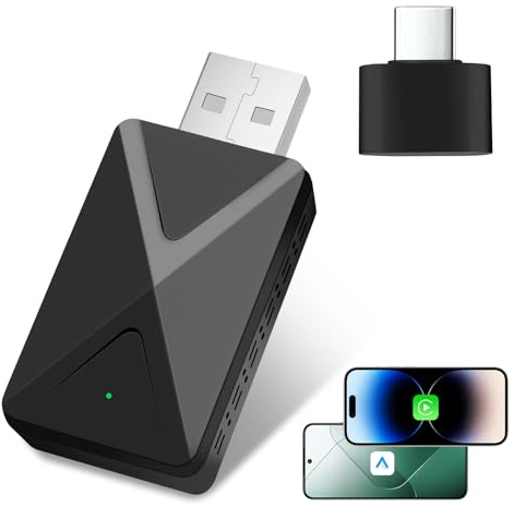 Vemfay Adaptadores Inalámbricos Carplay 2 EN 1 para Coches Carplay/Android, Plug and Play, Cable USB C/A, Alfombras Inalámbricas sin Retraso, Casi Compatibles con Cualquier Coche