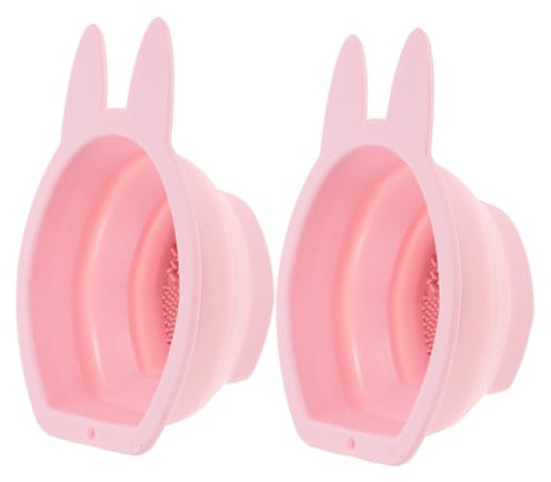 WRITWAA 2 Piezas Limpiador de Brochas de Maquillaje de Silicona Limpiador de Conejo Colgante de Esponjas y Borlas de Maquillaje Baño o Tocador