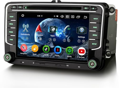 8-Kern 7 Zoll Android 16 Autoradio Bluetooth für VW Passat B6 Golf 5 Golf 6 Polo 6R Touran Tiguan Caddy T5 Jetta Skoda Seat GPS Navigation CarPlay Android Auto WiFi 4G DAB+ RDS CD DVD Canbus 4GB+64GB
