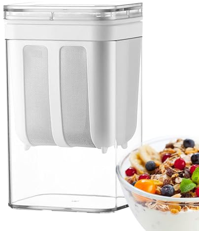 Colador de yogur griego de 1800 ml, yogurtera con cesta de malla fina, colador de alimentos de gran capacidad para yogures espesos caseros, leche de soja y kéfir