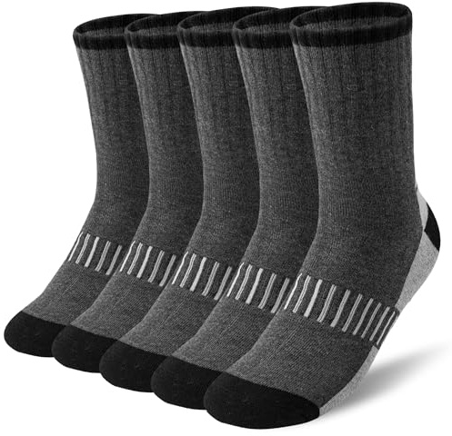 Hocerlu Calze Sportivi Termici da Uomo, 5 Paia Calzini Trekking Spessi Imbottiti Traspiranti Anti-Vesciche Caldi Invernali Lavoro All'aperto, per Atletica, Camminata, Ciclismo, Trekking, Taglie 39-45.