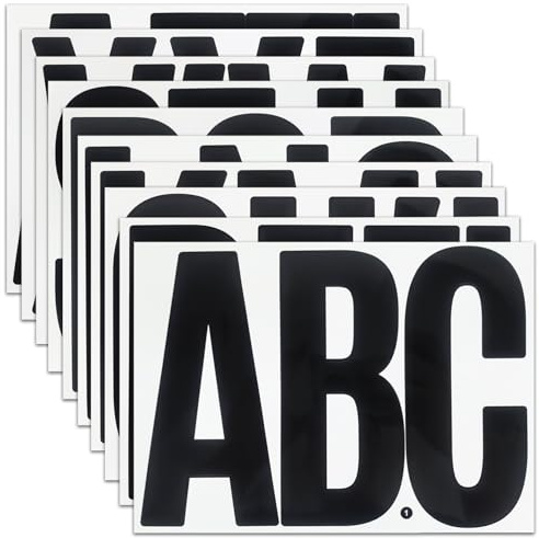 SHUNYINLAI 7 Inch Large Bulletin Board Letters Set, Self-Adhesive Letter Alphabet Sticker for Display, Mailbox, Garden, Warehouse,Vehicles and Signs,10 Sheets Black
