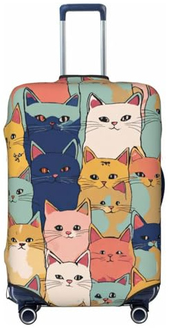 Niedliche Katzen in einer Vielzahl von Farben, modischer Kofferbezug, personalisierter Gepäckschutz für Reisen und Business, Schwarz , M