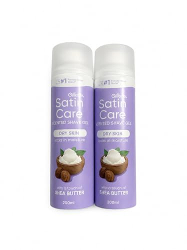 Satin Care Shea Butter Silk Shave Gel – Twin Pack (2 × 200 ml) – For Dry Skin, Enriched with Shea Butter