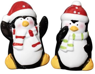 Christmas Penguin Salt and Pepper Set of 2 Ceramic Novelty Kitchen Shaker Pots