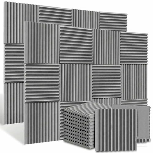 48 panneaux de mousse acoustique 1 x 12 x 12 pour studio d'insonorisation, panneaux muraux insonorisés, traitement d'isolation acoustique en mousse - 48 Gris