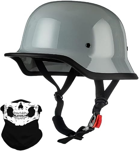 Tyska motorcykelhjälmar (halvhjälm) med ECE/DOT-certifiering, jethjälm, retrohjälm, chopperhjälm, skoterhjälm, cykelhjälm, med avtagbart innerfoder och snabbspännen. D = 61–62 cm
